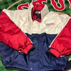 Vintage Nautica Competition Men’s XL Red White Blue Full Zip Puffer Jacket